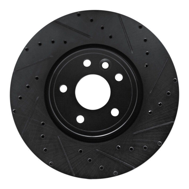 Jaguar XE Brake Rotor (1) - Front Right - R1 Concepts - Drilled & Slotted - Black - `17-`19